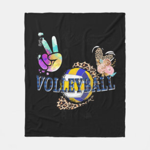 Peace Love Volleyball Auntie Life Mom Grandma Leop Fleece Blanket
