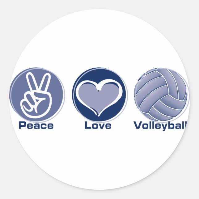 Peace Love Volleyball Classic Round Sticker (Front)