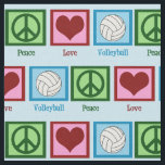 Peace Love Volleyball Fabric<br><div class="desc">Cute blue volleyball fabric featuring a peace sign, heart, and a ball for your favourite sport. Peace Love Volleyball fabric for a team or coach.</div>