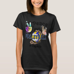 Peace Love Volleyball Gaga Life Mom Grandma Leopar T-Shirt