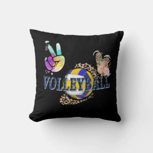 Peace Love Volleyball Gaga Life Mom Grandma Leopar Throw Pillow