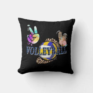 Peace Love Volleyball Gigi Life Mom Grandma Leopar Throw Pillow