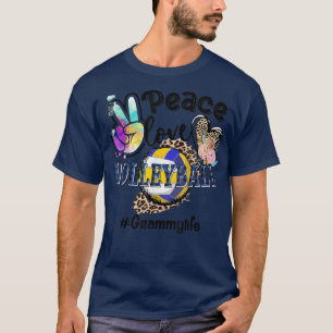 Peace Love Volleyball Grammy Life Mom Grandma Leop T-Shirt