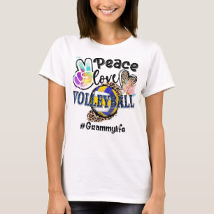 Peace Love Volleyball Grammy Life Mom Grandma Leop T-Shirt