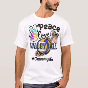 Peace Love Volleyball Grammy Life Mom Grandma Leop T-Shirt