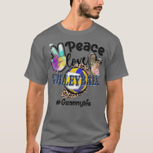 Peace Love Volleyball Granny Life Mom Grandma Leop T-Shirt