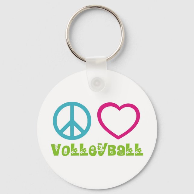 Peace Love Volleyball Keychain (Front)