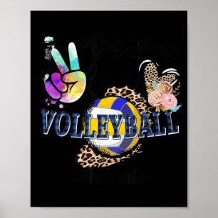 Peace Love Volleyball Mima Life Mom Grandma Leopar Poster