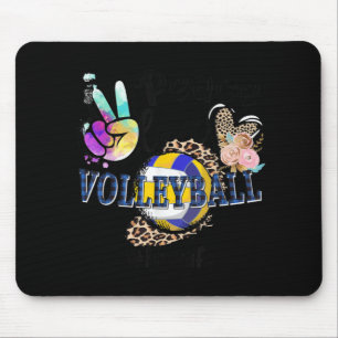 Peace Love Volleyball Mimi Life Mom Grandma Leopar Mouse Pad