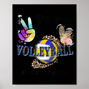 Peace Love Volleyball Mom Life Mom Grandma Leopard Poster