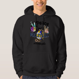 Peace Love Volleyball Mother Life Mom Grandma Leop Hoodie