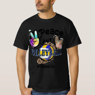 Peace Love Volleyball Nani Life Mom Grandma Leopar T-Shirt