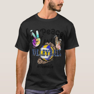 Peace Love Volleyball Nani Life Mom Grandma Leopar T-Shirt