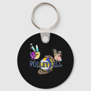 Peace Love Volleyball Nonni Life Mom Grandma Leopa Keychain