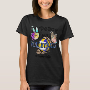 Peace Love Volleyball Nonni Life Mom Grandma Leopa T-Shirt