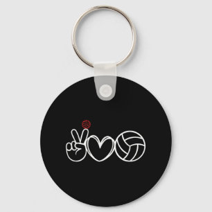 Peace Love Volleyball Player Graphic Keychain