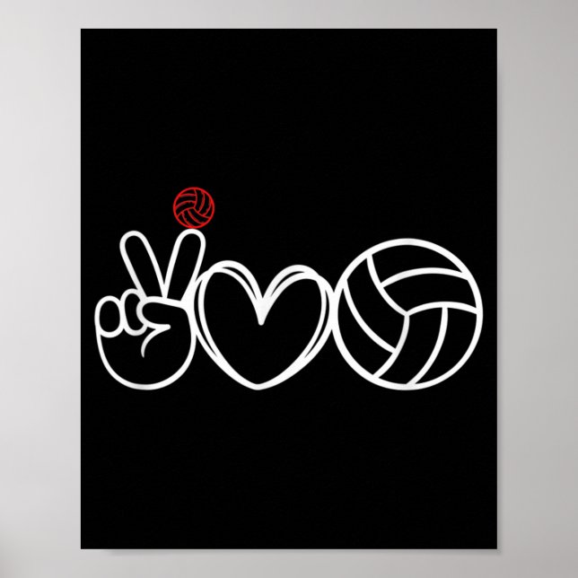 Peace Love Volleyball Player Graphic  Poster (Front)