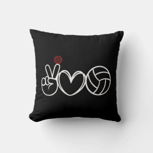 Peace Love Volleyball Player Graphic Throw Pillow