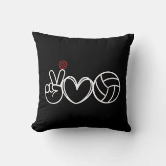 Peace Love Volleyball Player Graphic  Throw Pillow