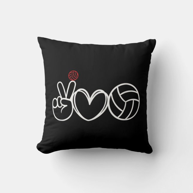 Peace Love Volleyball Player Graphic  Throw Pillow (Front)