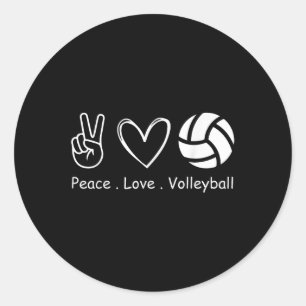 Peace Love Volleyball Player Team Sport Volleyball Classic Round Sticker