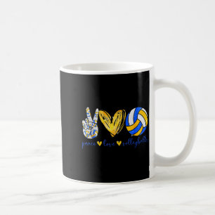 Peace Love Volleyball Retro Art Volleyball Player  Coffee Mug