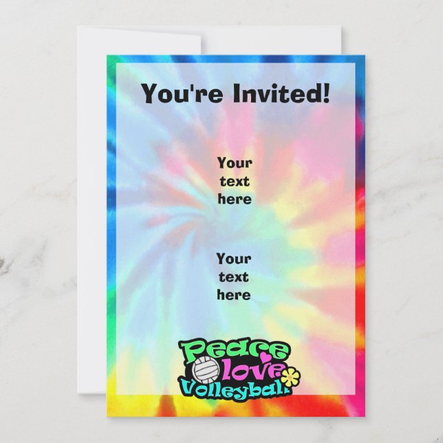 Peace, Love, Volleyball; Retro Invitation (Front)
