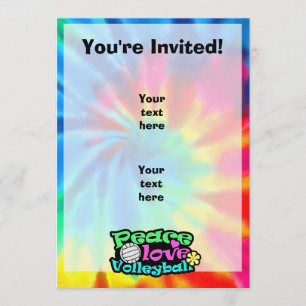 Peace, Love, Volleyball; Retro Invitation