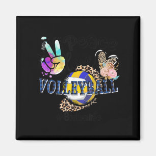 Peace Love Volleyball Sister Life Mom Grandma Leop Magnet