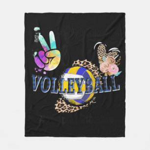 Peace Love Volleyball Stepmother Life Mom Grandma Fleece Blanket