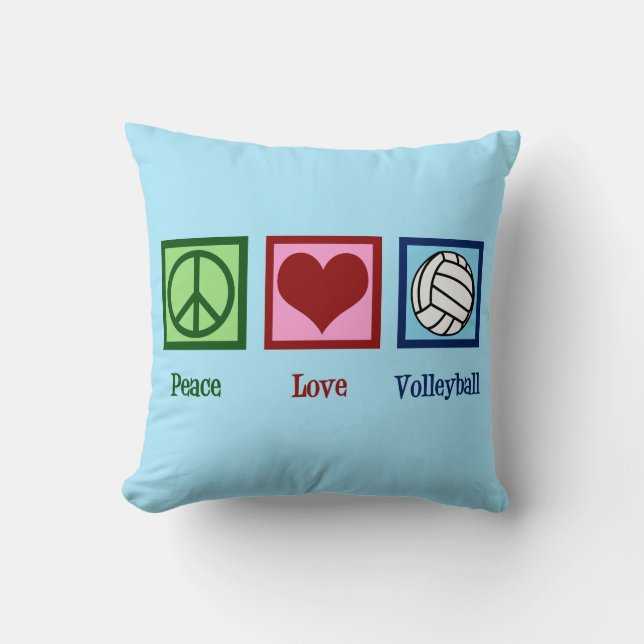 Peace Love Volleyball Throw Pillow (Front)