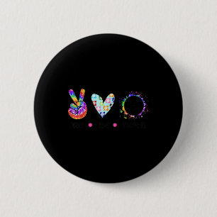 Peace Love Volleyball Tie Dye Rainbow Trippy Hippi 2 Inch Round Button