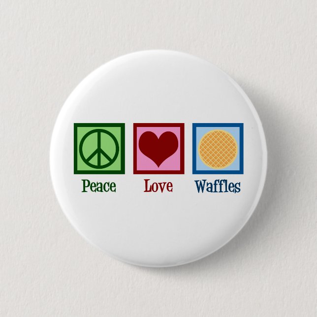 Peace Love Waffles 2 Inch Round Button (Front)