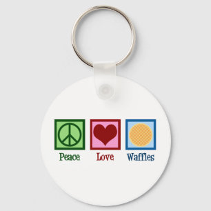 Peace Love Waffles Keychain