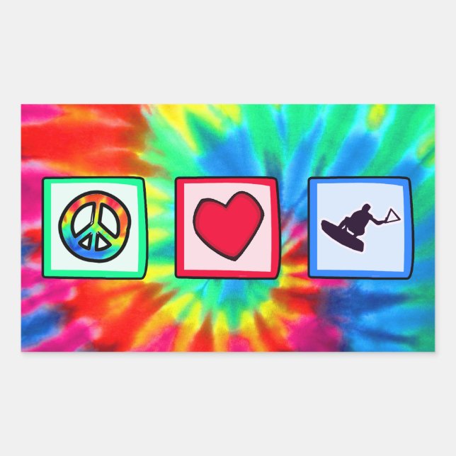 Peace, Love, Wakeboarding Sticker (Front)