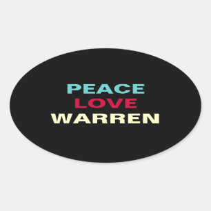 Peace Love WARREN Oval Sticker