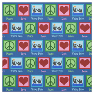 Peace Love Water Polo Team Blue Fabric
