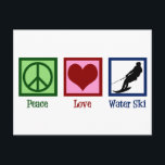 Peace Love Water Skiing Company Postcard<br><div class="desc">Peace Love Water Ski. A cool water skiing gift featuring a peace sign,  heart,  and skier.</div>