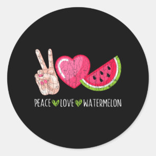 Peace Love Watermelon Funny Summer Fruit Lover Classic Round Sticker