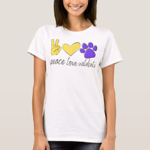 Peace Love Wildcats School Team Spirit  T-Shirt