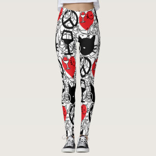 Peace, Love, Wine and Cats Leggings