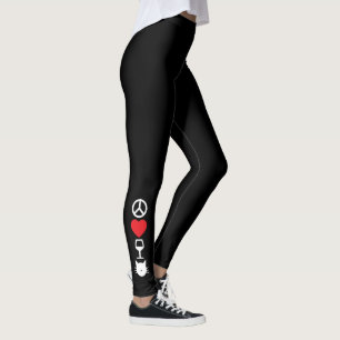 Peace, Love, Wine and Cats (symbols) Leggings