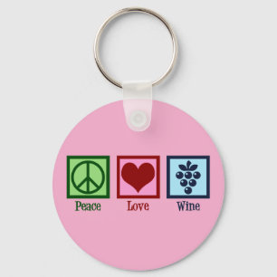 Peace Love Wine Keychain