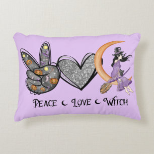 Peace, Love, Witch Accent Pillow