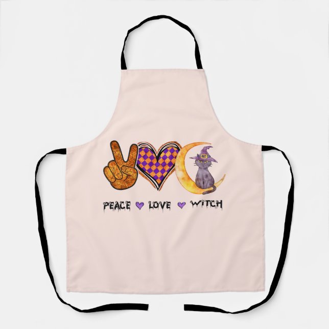 Peace Love Witch – Halloween Design Apron (Front)