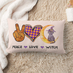Peace Love Witch – Halloween Design Lumbar Pillow