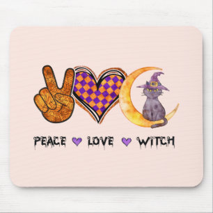 Peace Love Witch – Halloween Design Mouse Pad