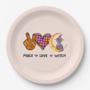 Peace Love Witch – Halloween Design Paper Plate