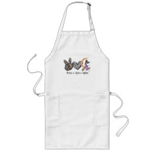 Peace, Love, Witch – Peace Sign, Heart & Witch Long Apron