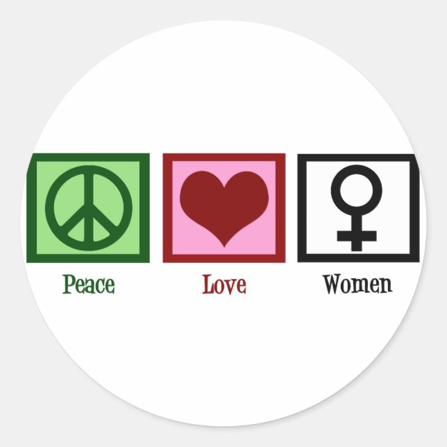 Peace Love Women Classic Round Sticker (Front)